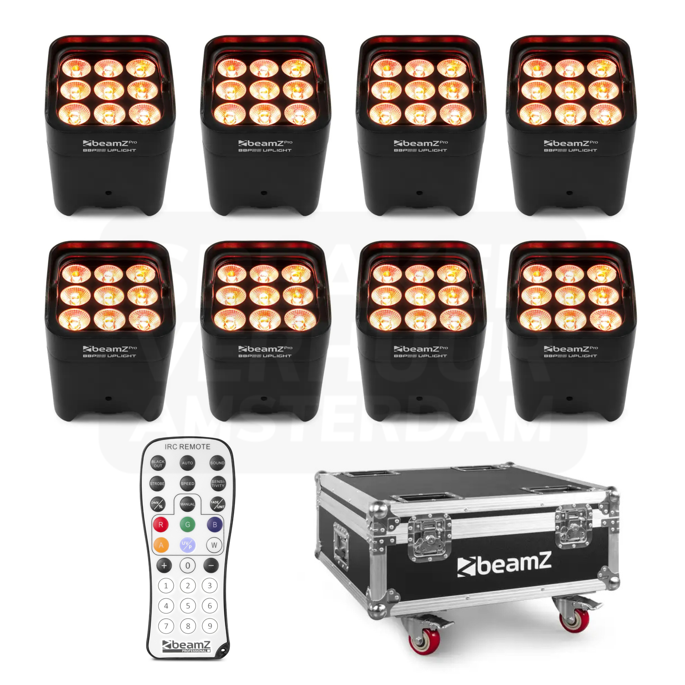Professionele set van acht uplights huren